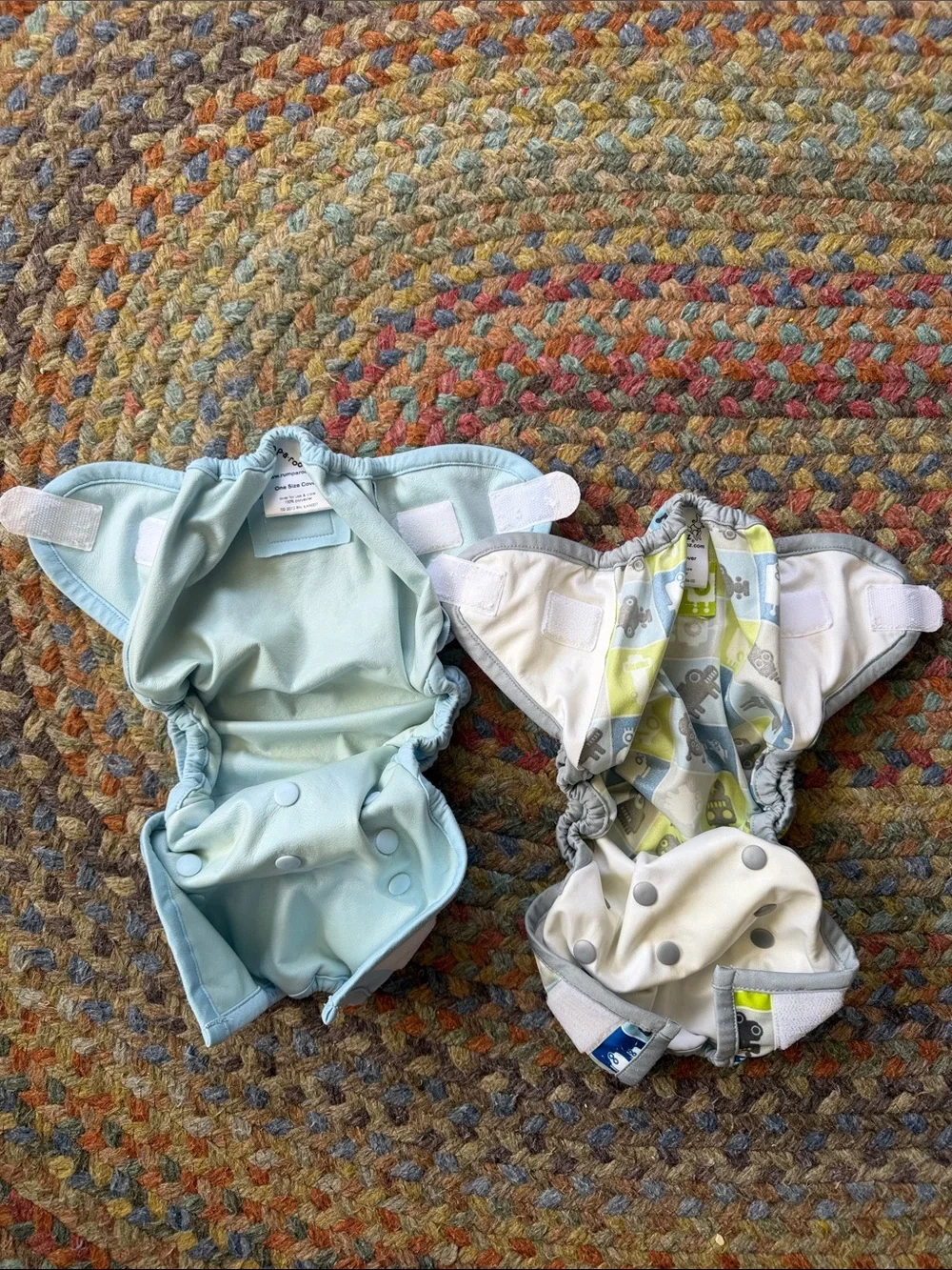 Rump-a-rooz Reusable Kids Cloth Diaper Cover One Size Blue Robot Lot of 2